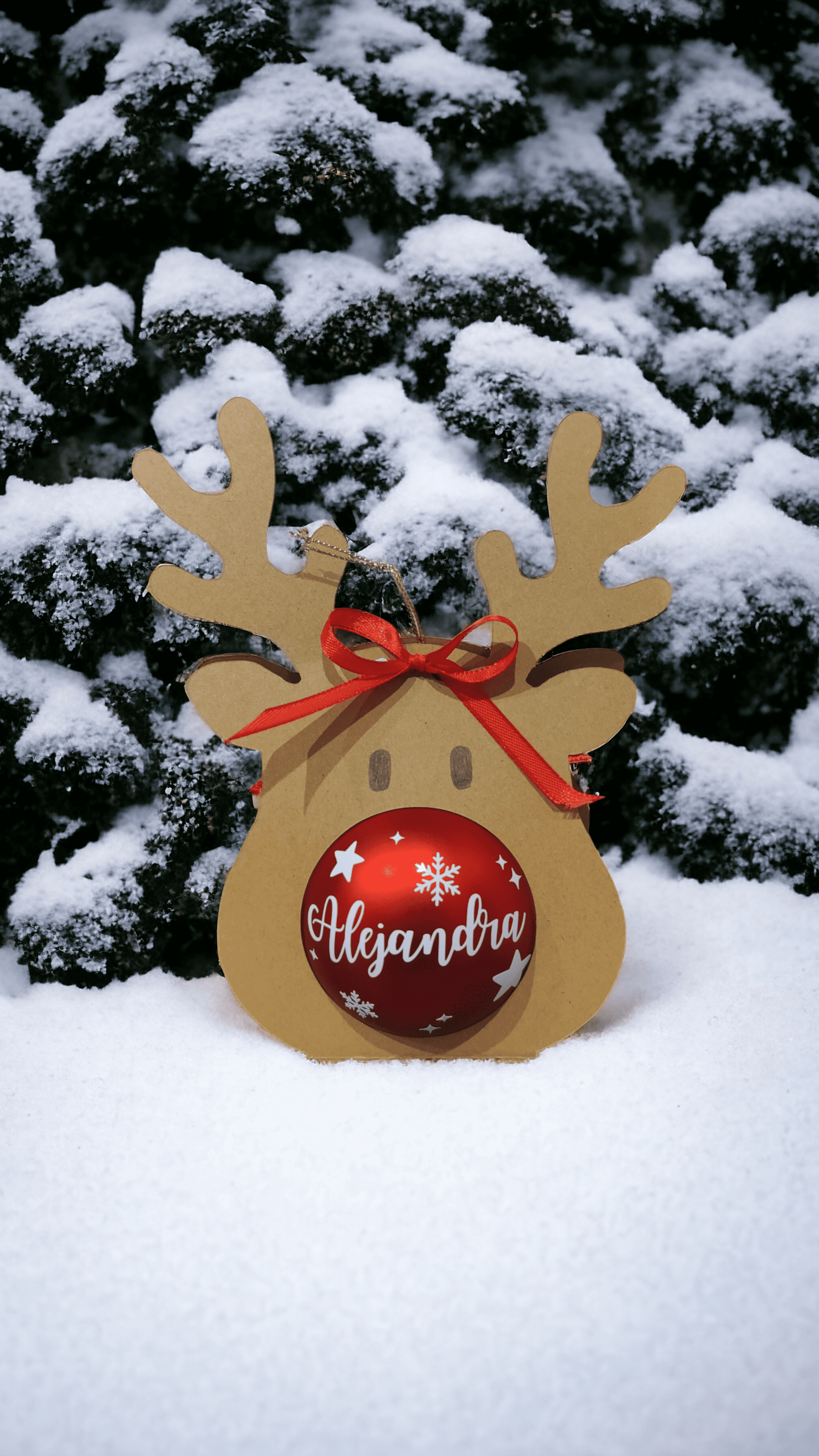 Bola de Navidad personalizada en caja de Rudolph - 4