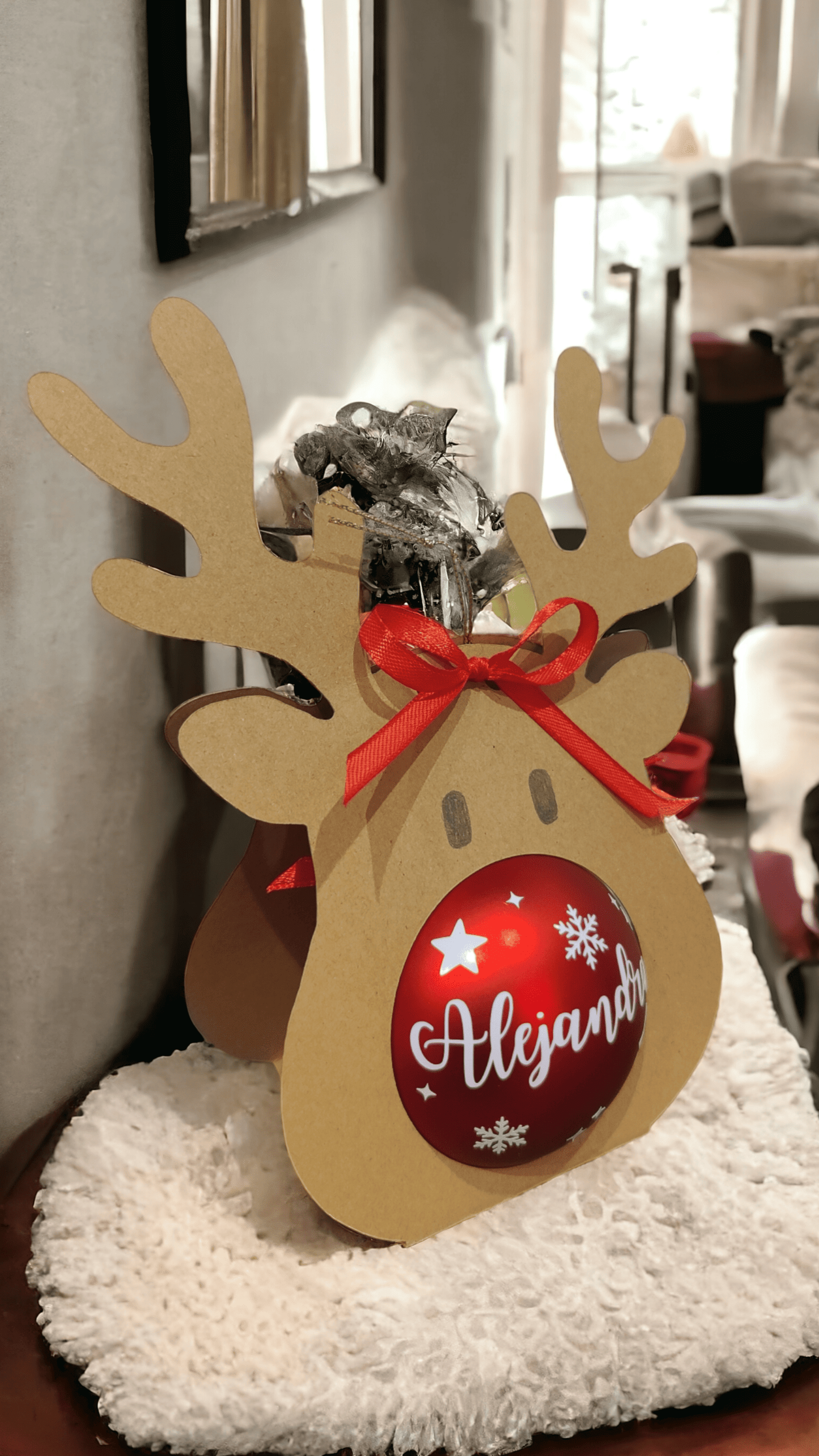 Bola de Navidad personalizada en caja de Rudolph - 3